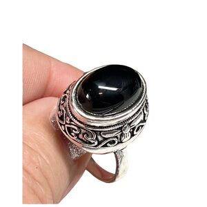 🖤Genuine black onyx and silver ring-925-butterfly design